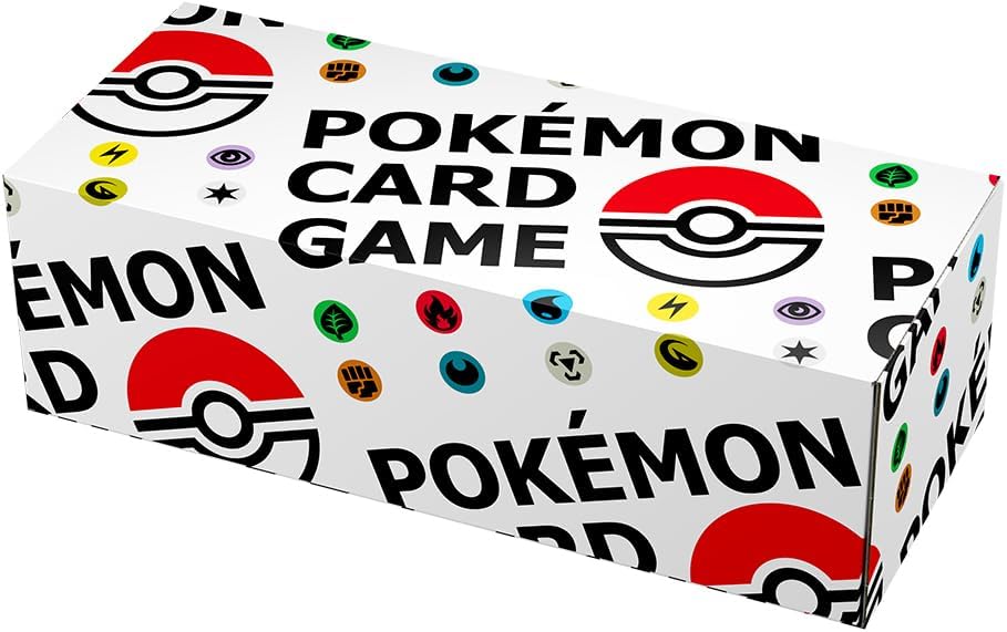 Pokemon, scatola lunga di carte per gioco di carte, palla ed energia