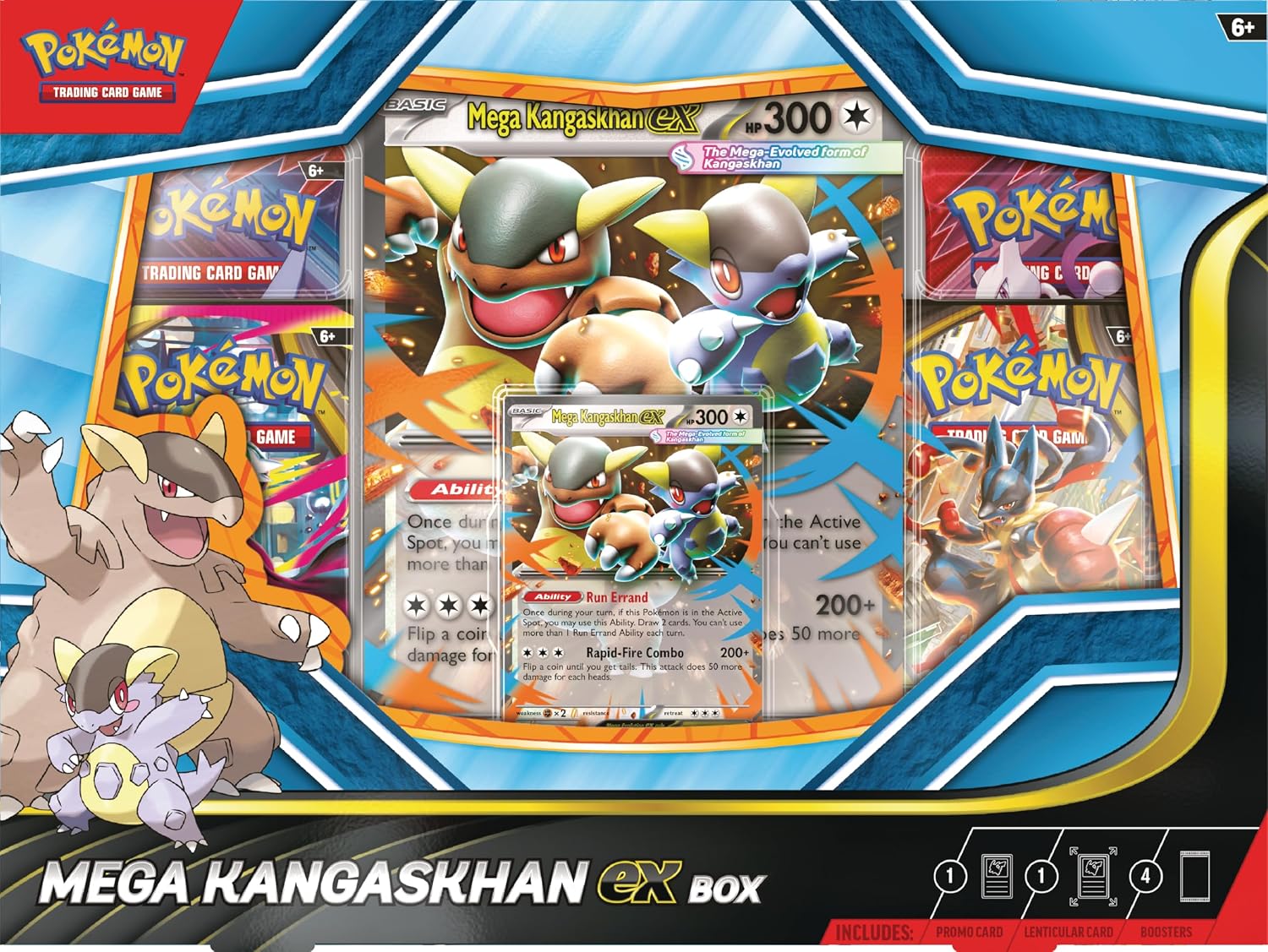Pokémon TCG: Mega Kangaskhan ex Box (1 carta promozionale Foil, 1 carta promozionale lenticolare oversize e 4 buste di espansione)