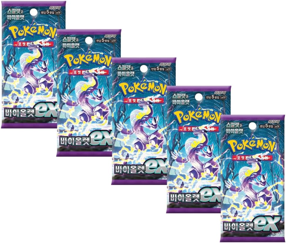 Pokemon Violet EX SV1V - Confezione da 5 carte coreane coreane, scarlatto e viola, 5 carte per confezione, autenticate da Titanio